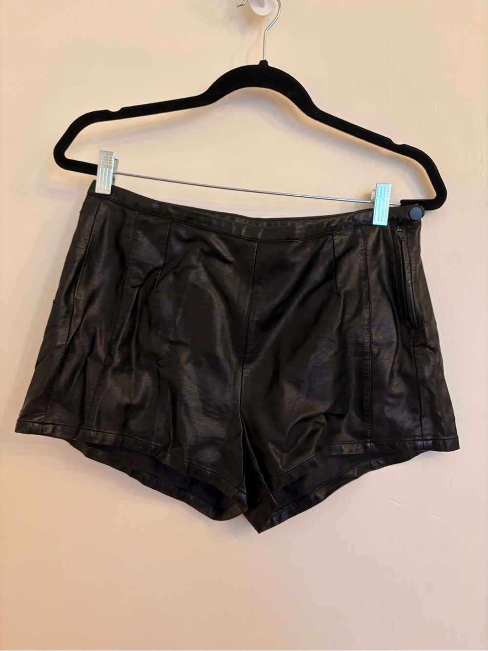Blank NYC Black Faux Leather High Waist Shorts